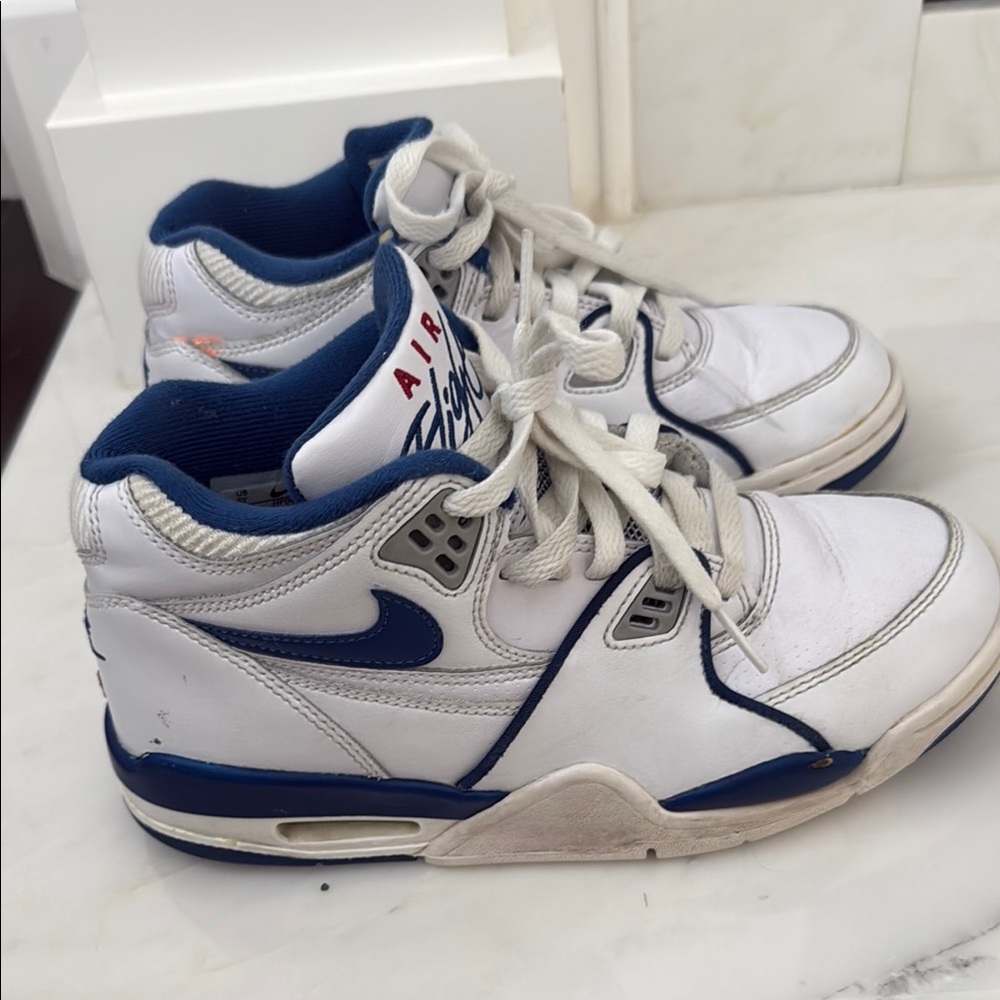 Nike Air Flight White and Navy Kids Sneakers
